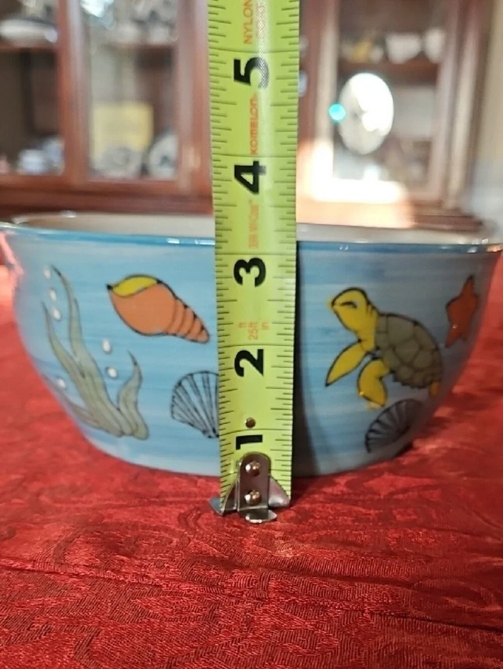 Yokohama Studio Hand Painted Whimsical Sea Life Ceramic Serving Bowl